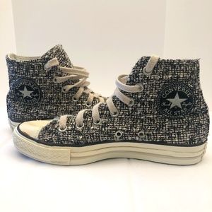 GUC, Converse Chuck Taylor All-Star High Tops, Black/White Boucle, Sz 6.5